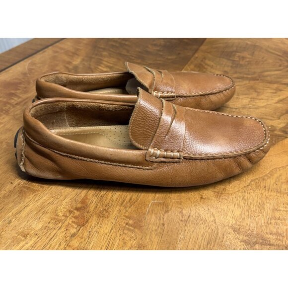 Nordstrom Men’s 10 Cody Driver Driving Penny Loafer Tan Leather Shoes Preppy - Picture 4 of 7